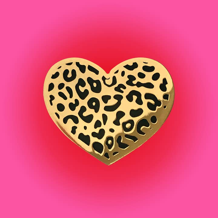 Leopard Heart • Gold Lapel Pin for wholesale by Doo Stuff