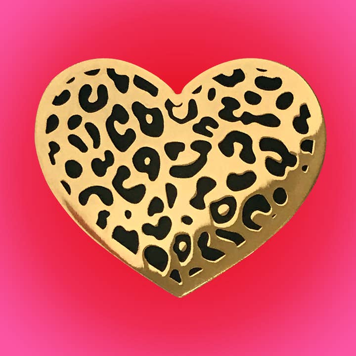 Coração leopardo • Alfinete de lapela dourado por atacado de Doo Stuff