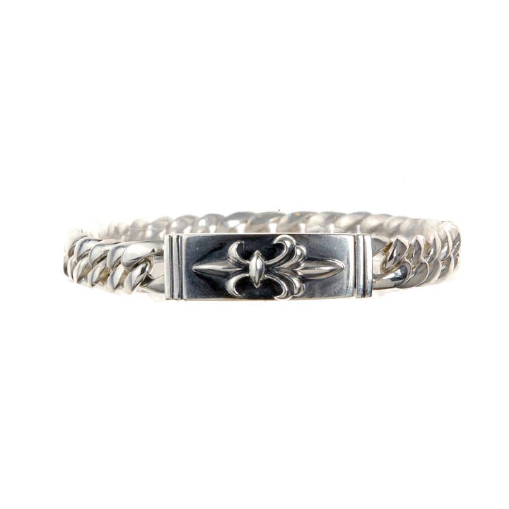 Bracelet en argent, long lys et chaîne gourmette unie pour la vente par ElfCraft