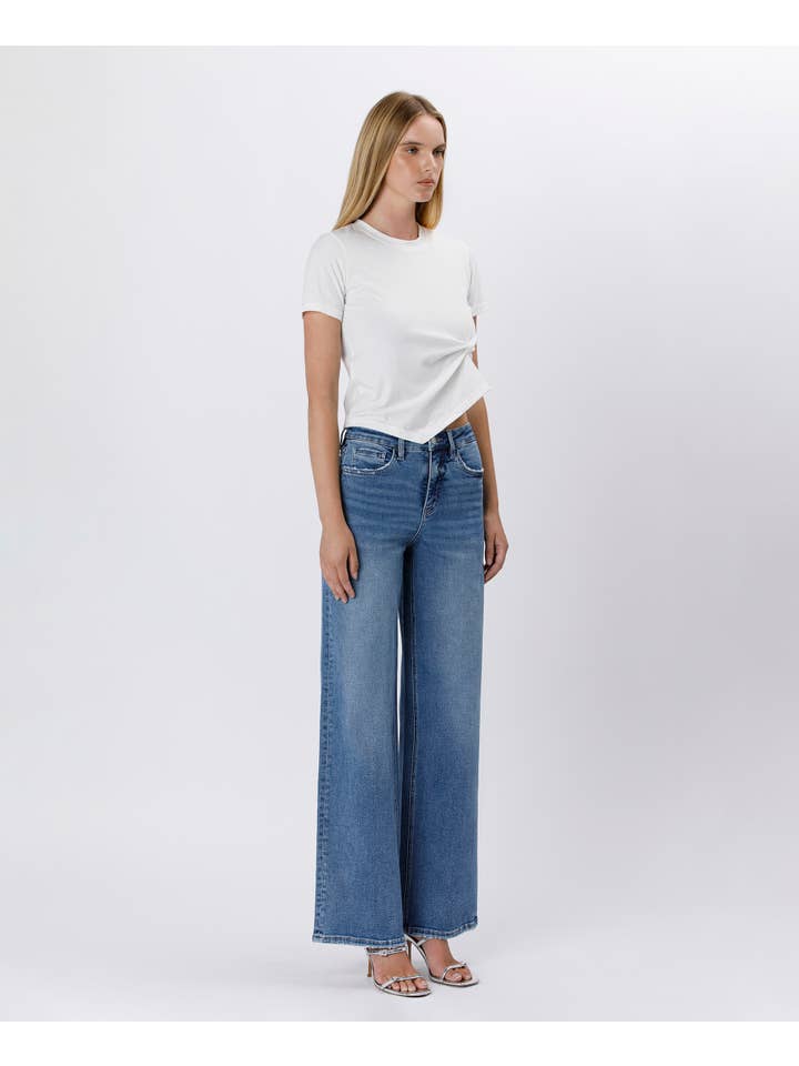 SUPREME TUMMY CONTROL SUPER HIGH RISE BAGGY WIDE JEANS LV1574 for wholesale on Faire4