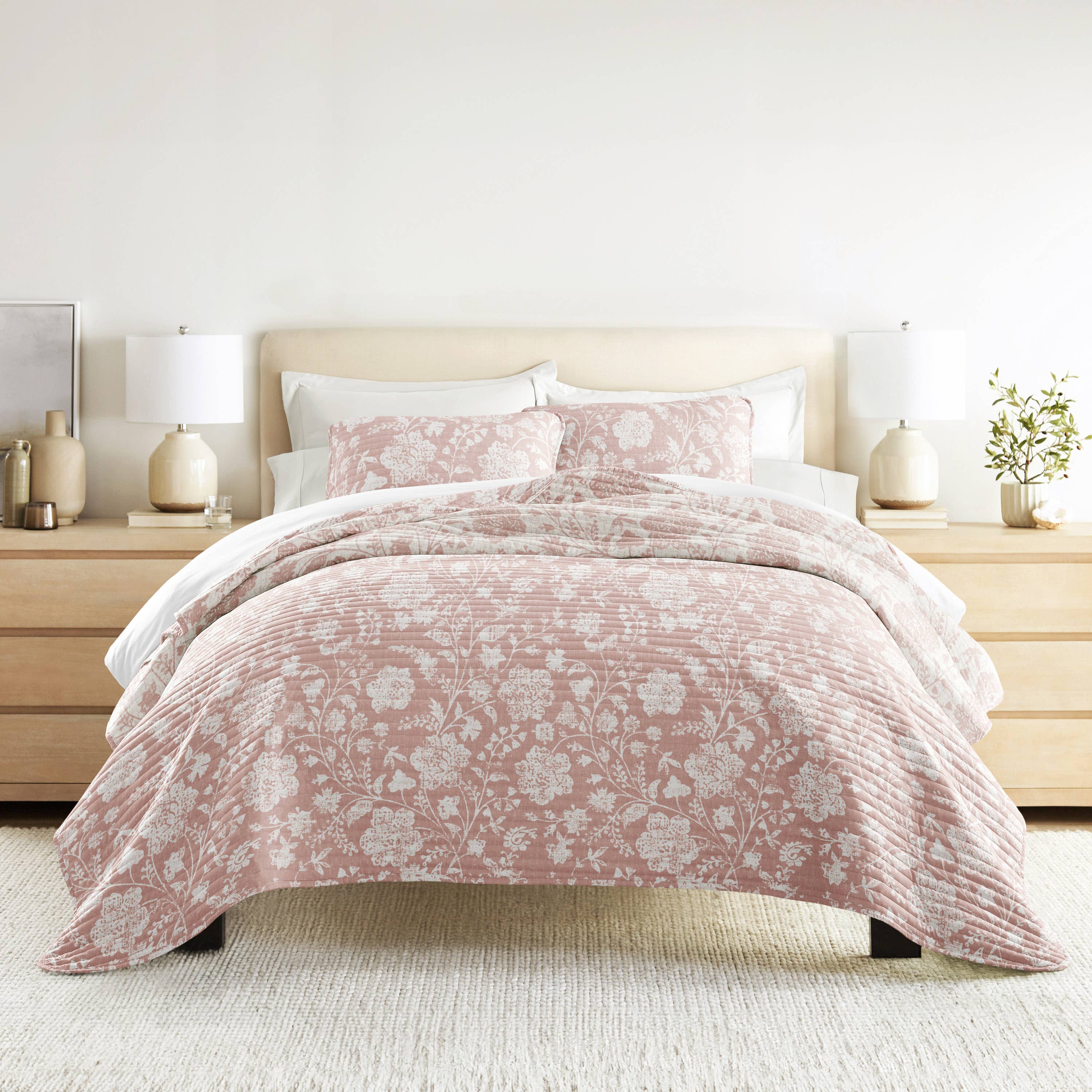 ienjoy Home - Vente Courtepointe - Ensemble de couette réversible à motifs floraux texturés toutes saisons41