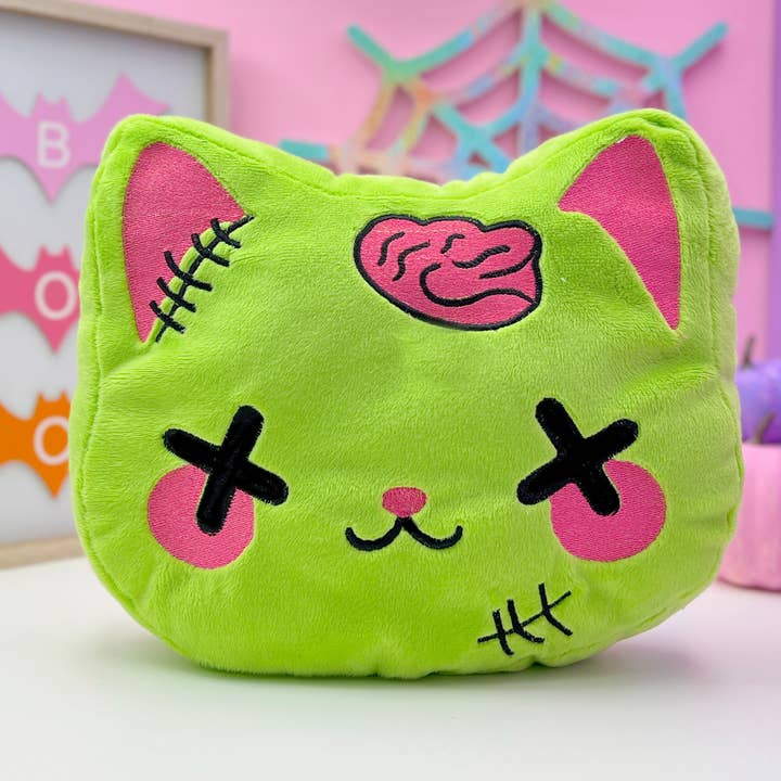 Creepy Cute Zombie Cat Plush Throw Pillow Halloween Decor for wholesale by Kawaii Hair Candy