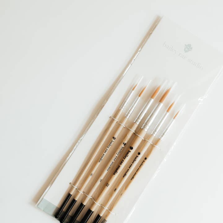 Bailey Rae Studio - Wholesale Watercolor Paint - Round Tip Watercolor Brush Set -- 6 piece7