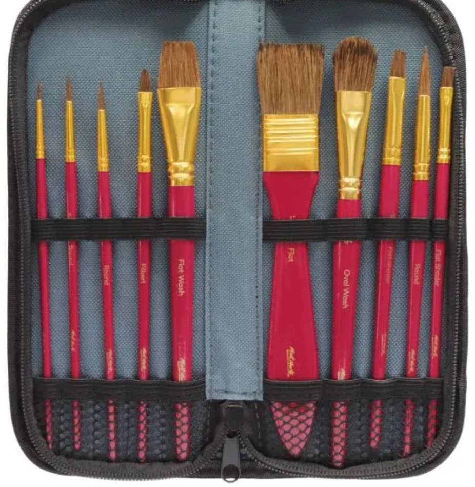 Mont Marte Usa, Inc. - Wholesale Paint/Wax Brush - Mixed Bristle Brush Set Wallet 11pce - Watercolor2