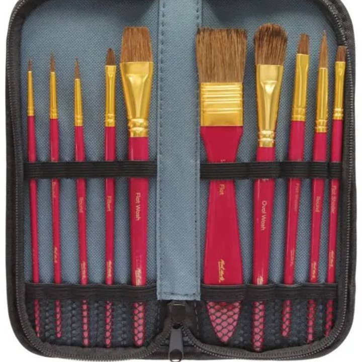 Mont Marte Usa, Inc. - Wholesale Paint/Wax Brush - Mixed Bristle Brush Set Wallet 11pce - Watercolor2