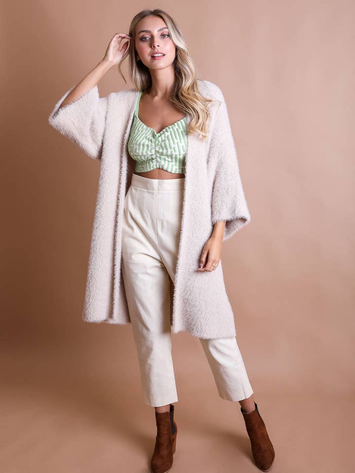 Leto Accessories - Wholesale Cardigan – Women’s - Luxe Winter Faux Mohair Knit Cardigan - Winter 2025 🧡4