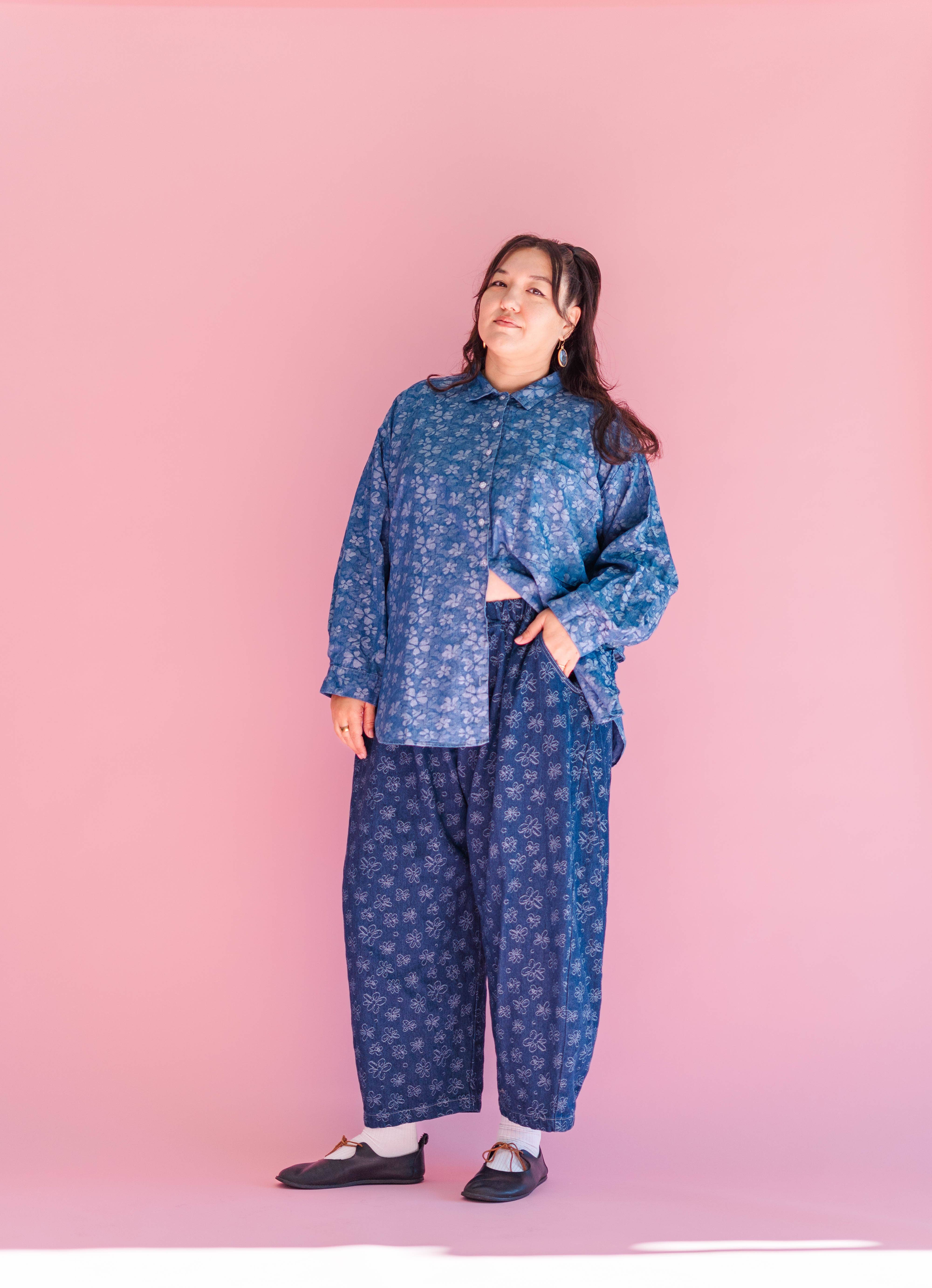 Nettle Studios - Wholesale Pants - Unisex - Size Inclusive Gender Neutral Dark Daisy Denim Balloon Pant17