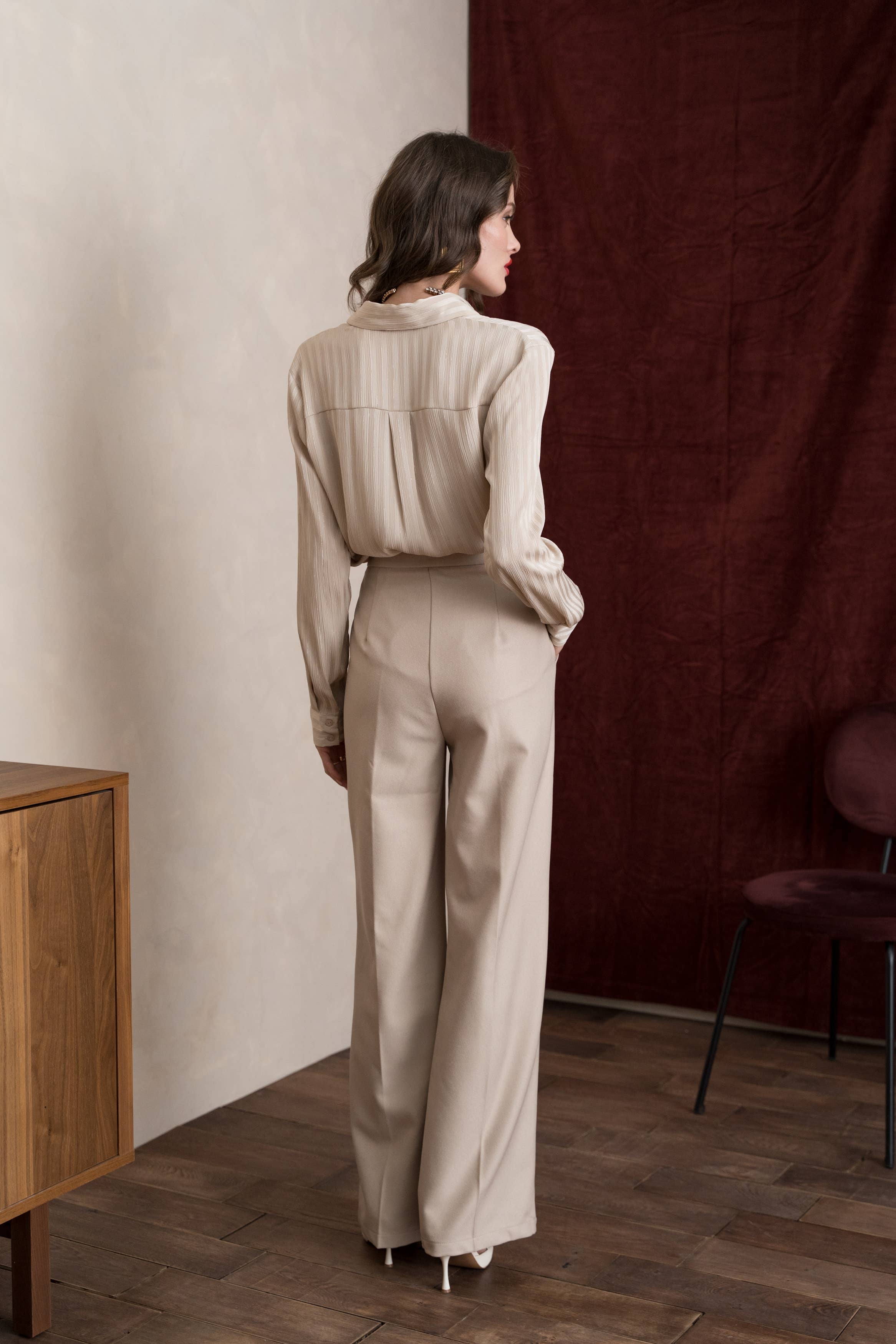 LULUMARY - Wholesale Blouse - Women's - Silky shirt with lurex CH234A8