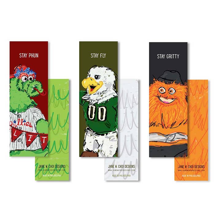 Philadelphia Mascot Bookmark Set for wholesale by Jane W. Choi Designs