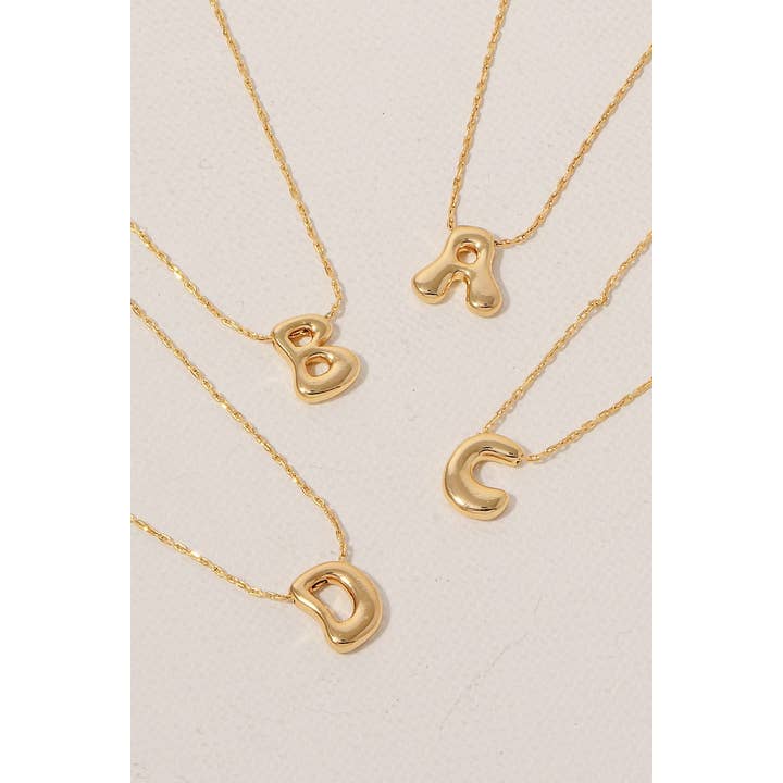 The Looks by Fame Accessories - Wholesale Pendant/Charm Necklace - Gold Dipped Bubble Letter Pendant Necklace
