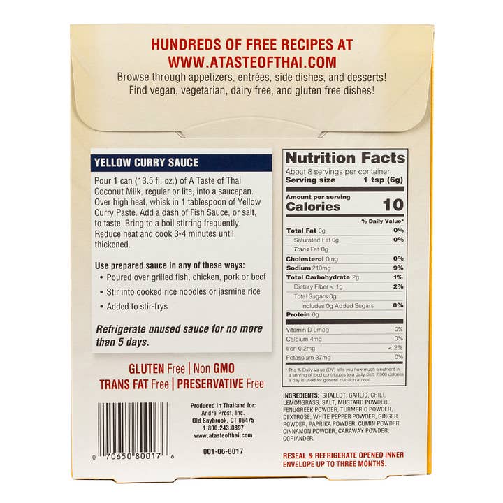 Andre Prost Inc. - Wholesale Dried Spice Mix - A Taste of Thai-Yellow Curry Paste