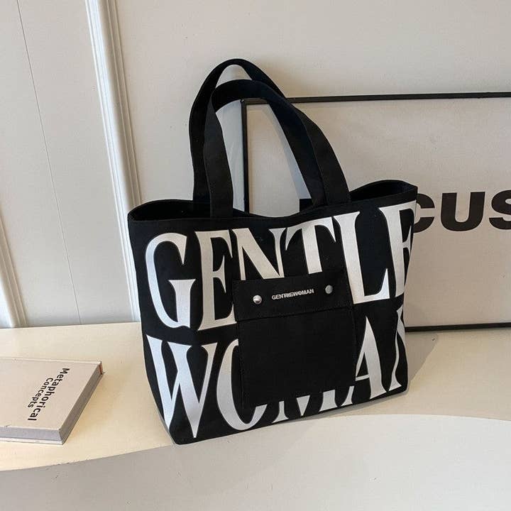 UZ Wholesale Store – Engroshandel Tote bag - Dame – Brevtryk lærred skuldertaske med stor kapacitet