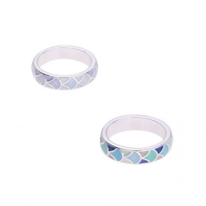 World End Imports Jewelry & Gifts - Wholesale Band/Stacked Ring - RG Enamel Mermaid Scale-12