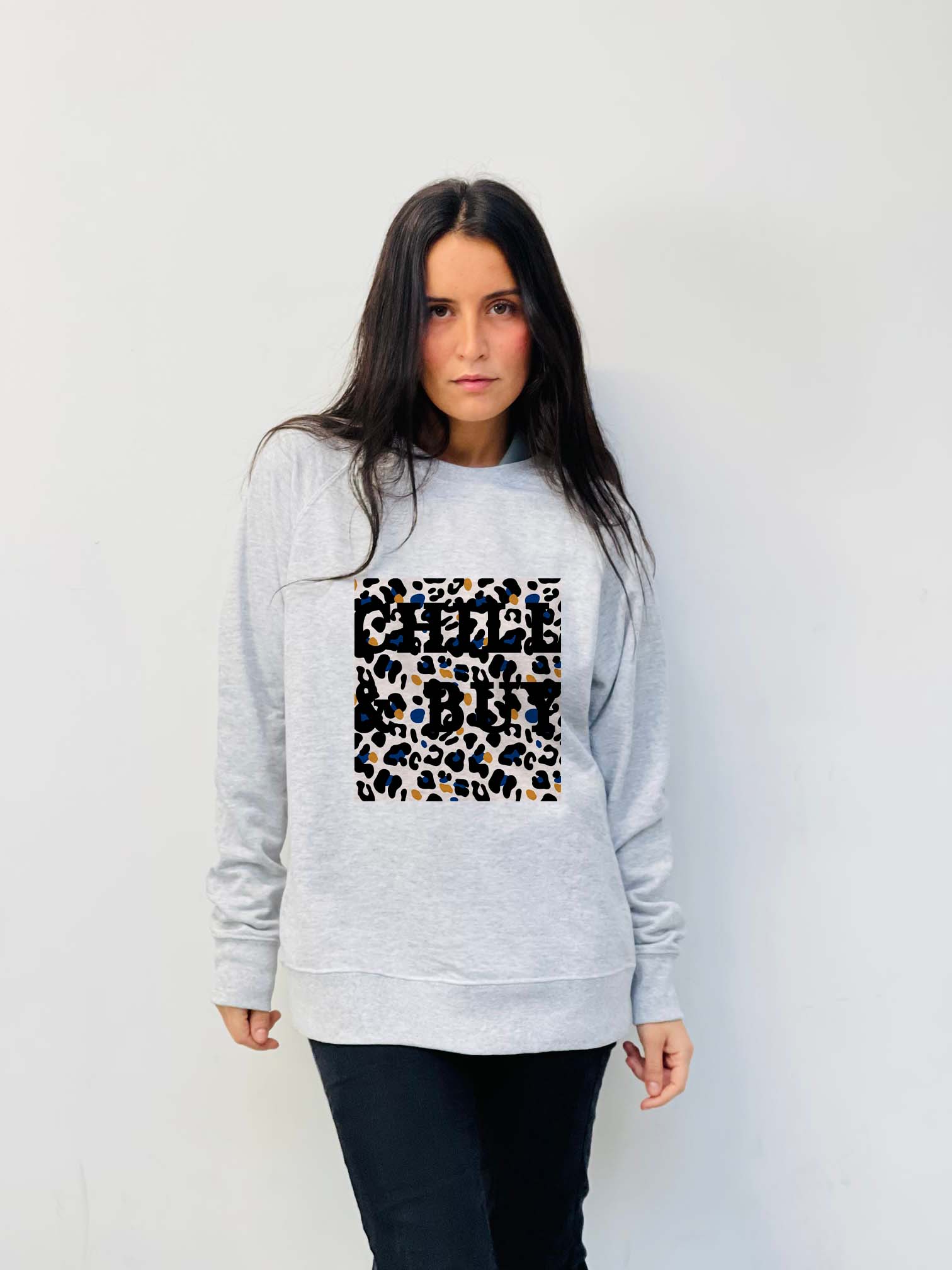 Cenefa Cuadro Print Grey Sweatshirt for wholesale on Faire0
