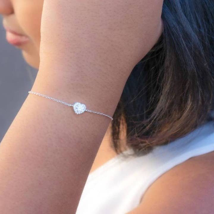 Senoval Jewelry Co. - Wholesale Charm/Dangle Bracelet - Moissanite Sterling Silver Heart Bracelet6