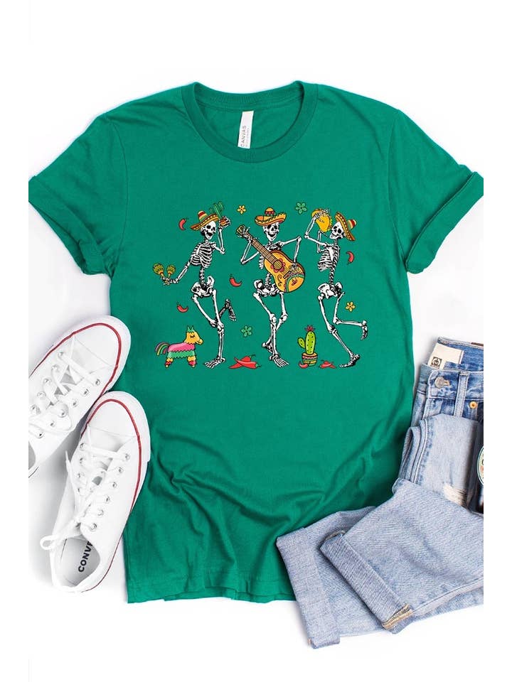 COLORBEAR - Wholesale T-Shirt (Graphic) - Women's - Cinco De Mayo Skeleton Graphic Tee7