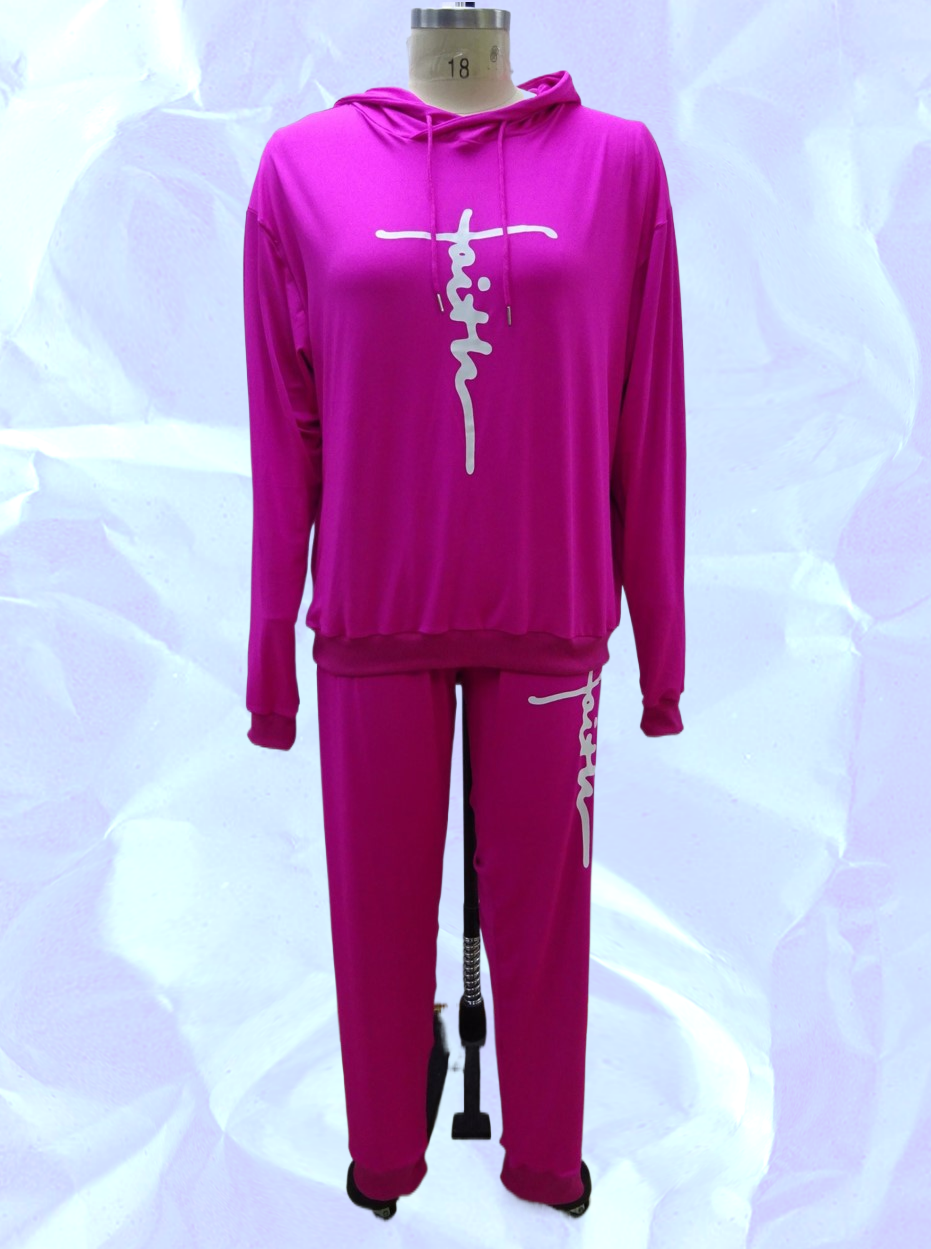 KaraChic - Wholesale Lounge Set - Women's - Women's "FAITH" Print Stylish & Trendy Jogging Set - 221258