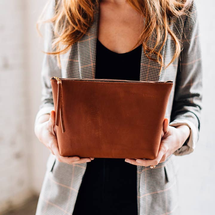 LIZ RIDEN - Wholesale Tote Bag - Women's - Large Makeup Bag-Caramel