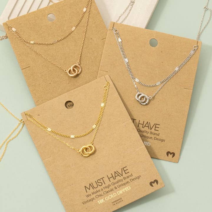 Layered Chain Link Charm Necklace for wholesale by Fame Accessories