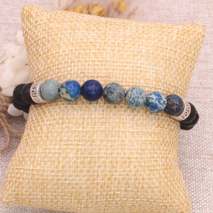 ZAD - Wholesale Aromatherapy Bracelet - Stone & Lava Bead Essential Oil Diffuser Stretch Bracelet3