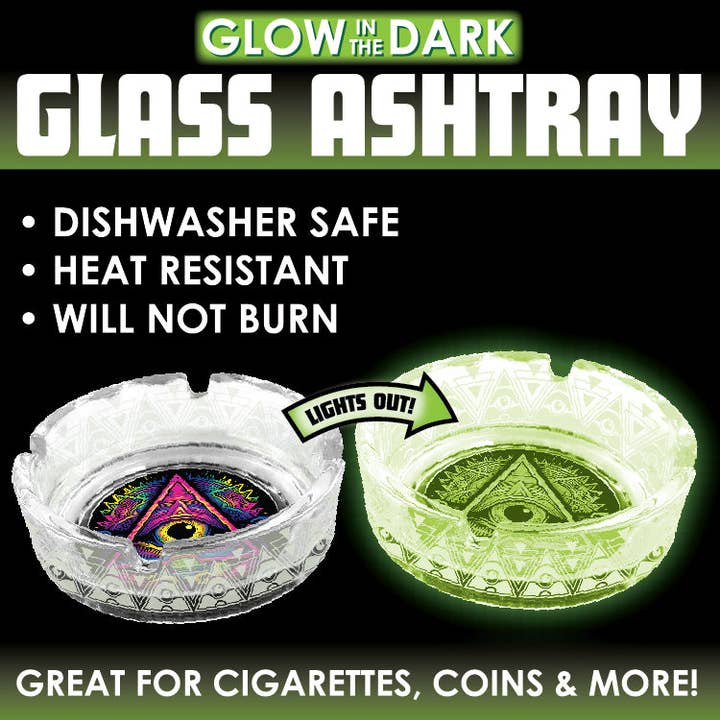 Novelty Brands - Wholesale Ashtray - Smokezilla Glass Glow In Dark Ashtray Assortment - 6/Display4