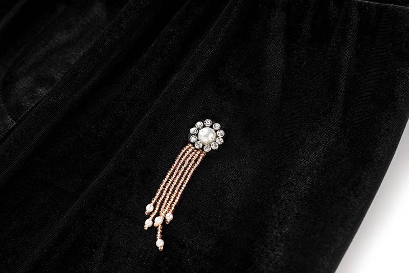 Productseeker – wholesale Kostymset – Dam – SET041 Kraftig pärlbyxa i sammet med breda ben22