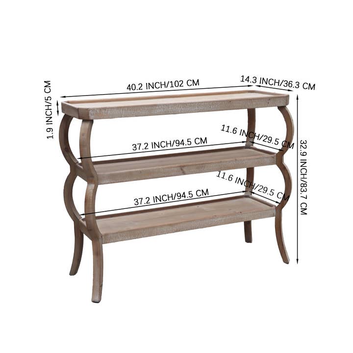 Paris Loft Inc – wholesale Console table – 3-Tier Wood Console Table with Wave Frame8