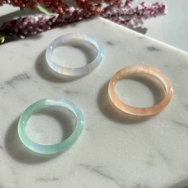 8 Pack - Spring Round Ring Collection Resin Stacking Rings for wholesale by Fenna&Fei