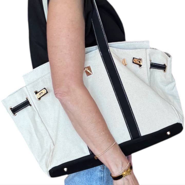 The Luxe Signature Tote- Long Strap for wholesale by Gameday Luxe