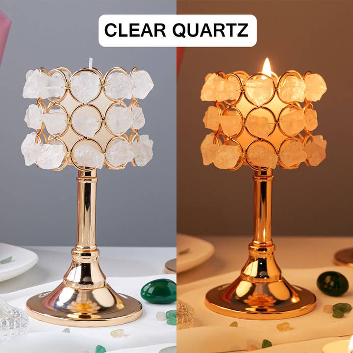 Crystolver (We Cover All Import Fees) – Suporte de vela por atacado – Porta Velas com Cluster de Pedras Naturais2