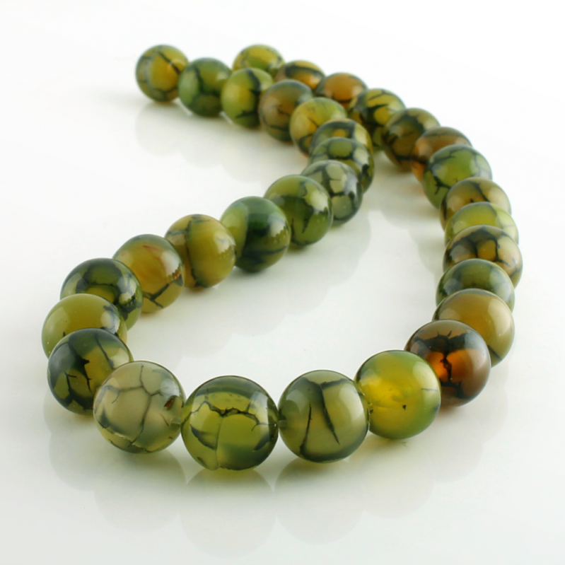 UniArt – Missangas por atacado – Contas de Ágata Dragão Verde em Fios2