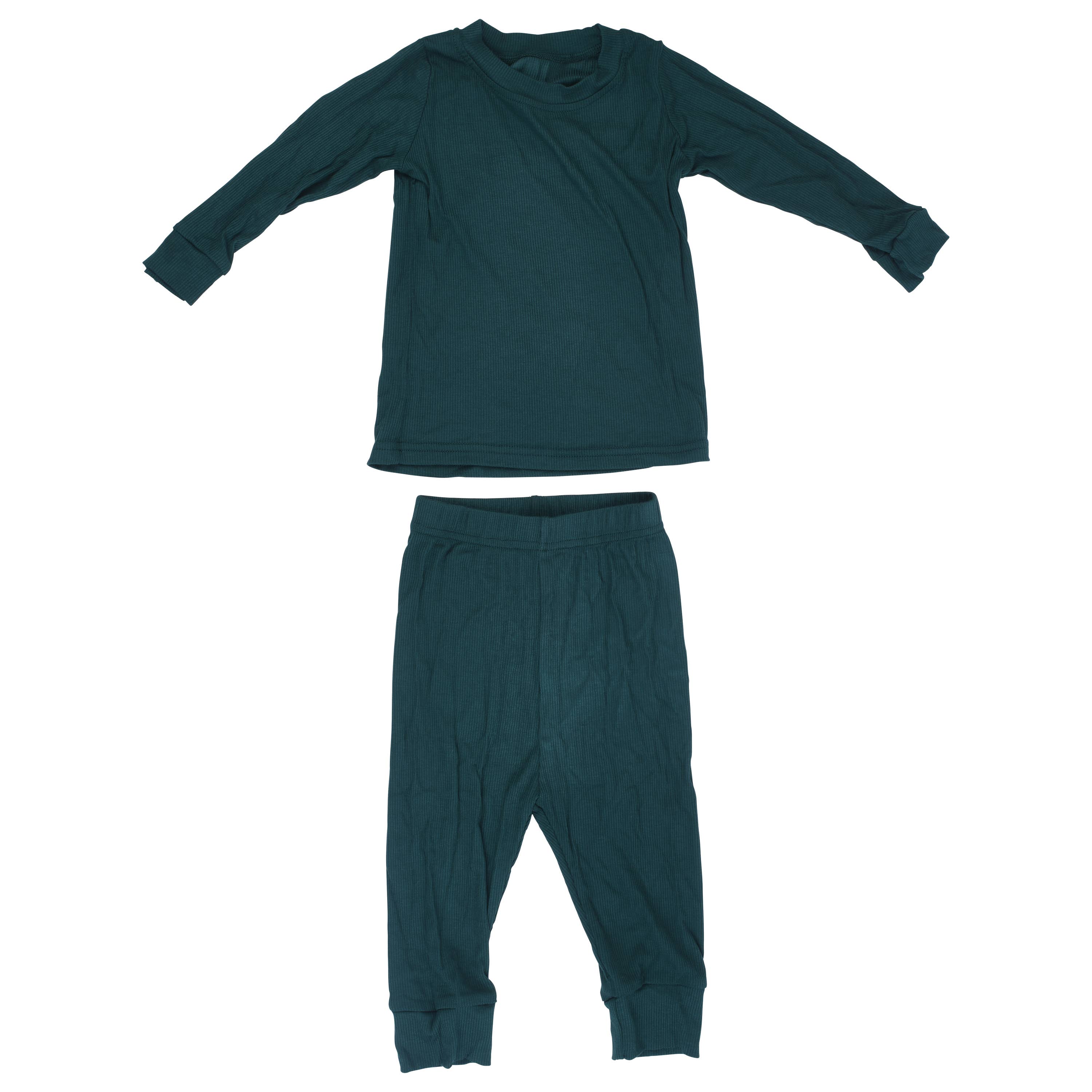 Three Little Tots – wholesale Pyjamasset - Barn – Ribbed Forest Green Jammies Barn Pjs & Lougewear2