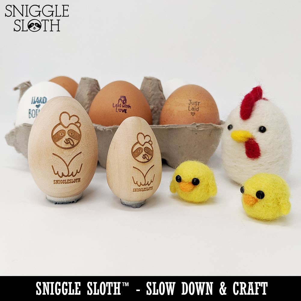 Sniggle Sloth - Wholesale Rubber/Decorative Stamp - Smile Fun Text Chicken Egg Rubber Stamp5