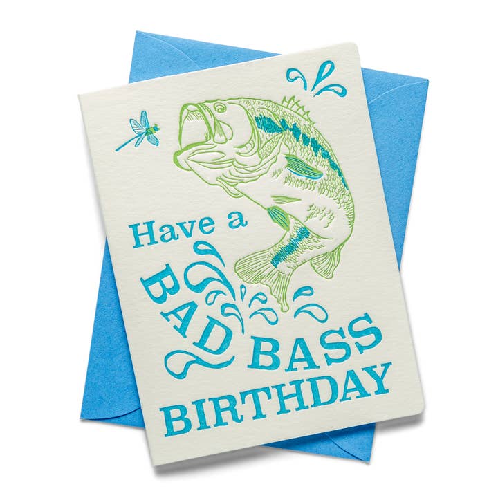 Bad Bass | Letterpress Greeting Card | Birthday for wholesale by Color Box Design & Letterpress