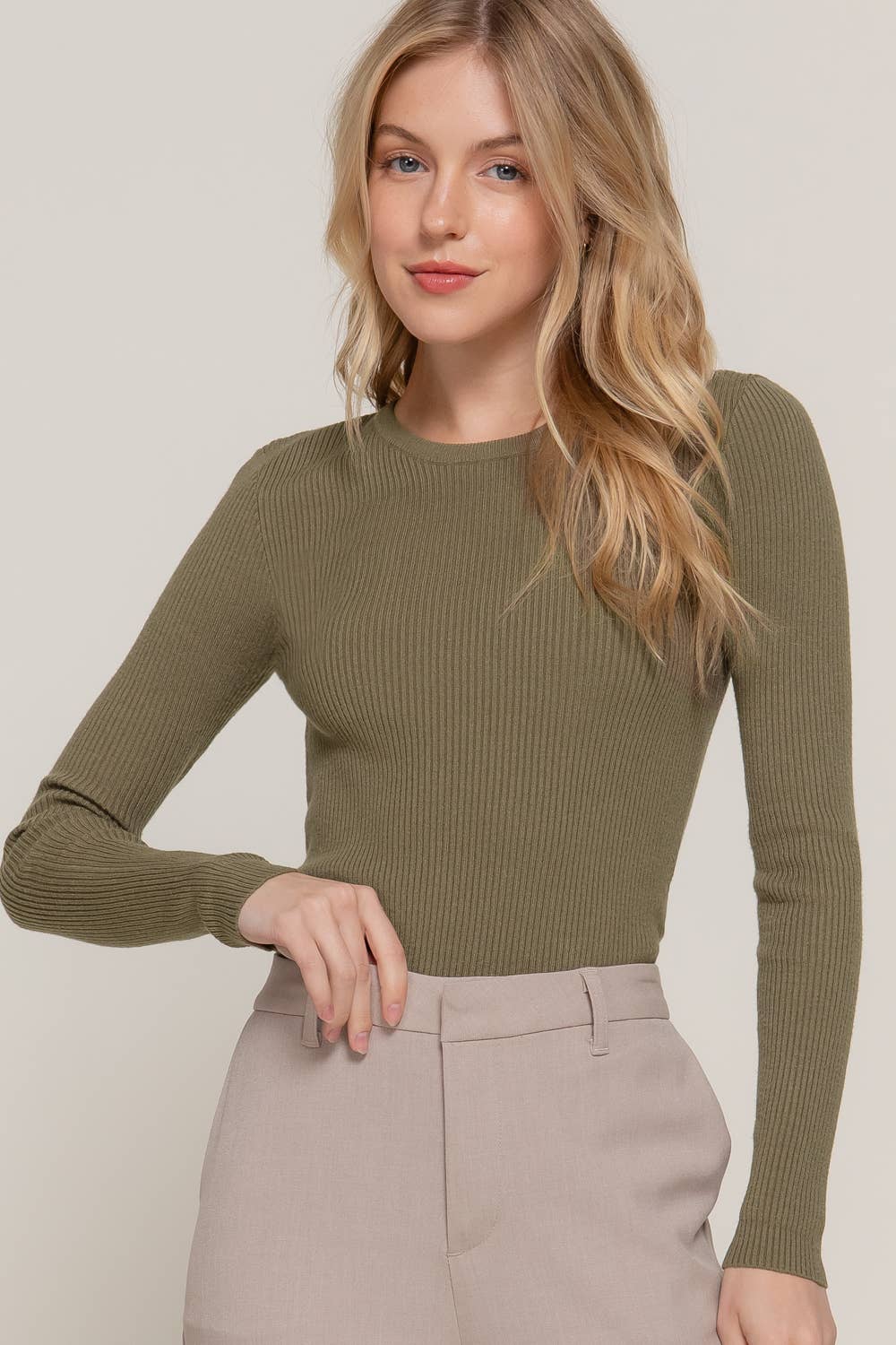 Active Basic | Active USA - Wholesale Knit Sweater - Women's - Long Sleeve Crew Neck Viscose Rib Sweater25