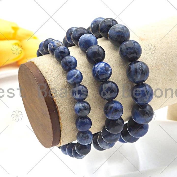 Bracelet extensible en sodalite bleue, Sku #EF31 pour la vente par BestBeads&Beyond
