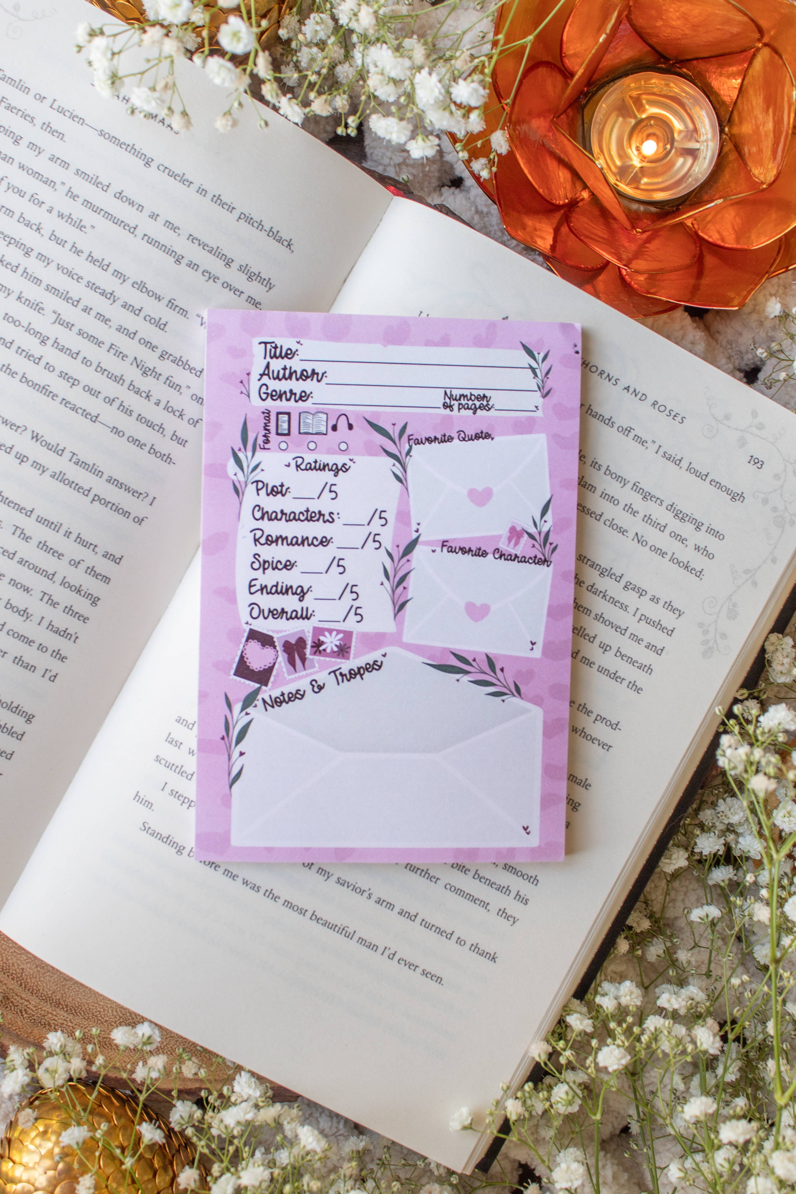 Meaggie Moos - Wholesale Notepad - 4x6 Book Review Post-it Notepad | Love Letters