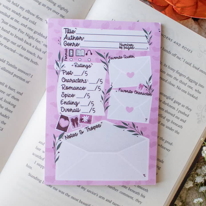 Meaggie Moos - Wholesale Notepad - 4x6 Book Review Post-it Notepad | Love Letters0