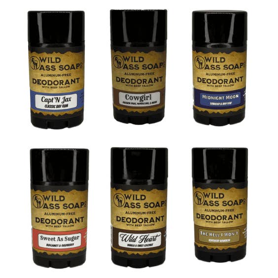 Natural Beef Tallow Deodorant for wholesale by Wild Ass Soap Co