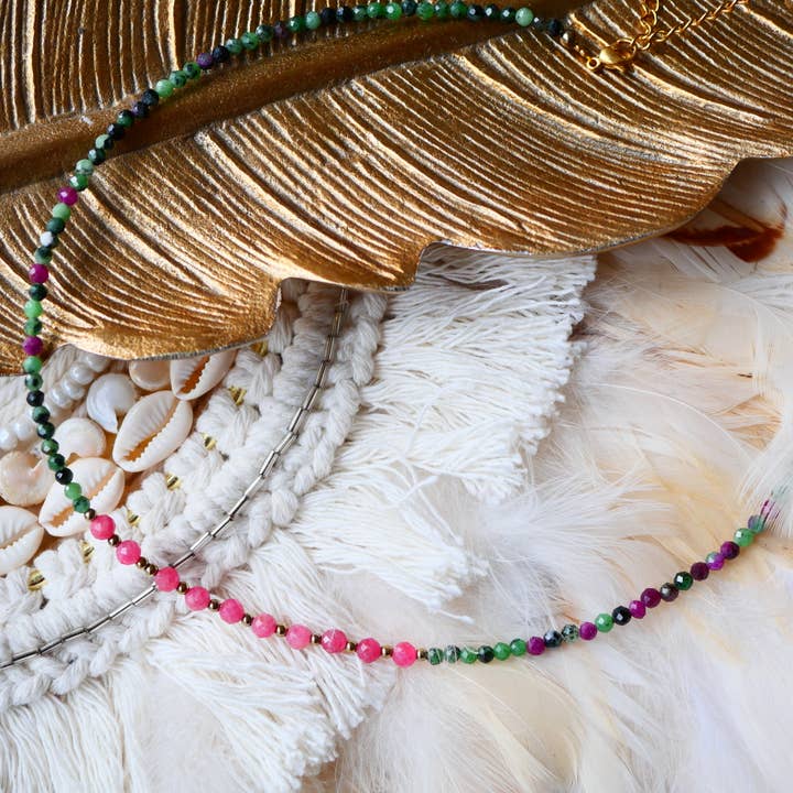 GINANDGER - Wholesale Beaded/Pearl Necklace - JAGMAG Necklace - Ruby Zoisite, Hematite, Rhodonit2