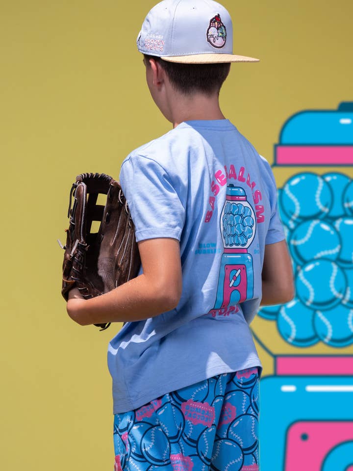 Baseballism - Wholesale Screen Printed T-Shirt - Kids - Gumball Factory T-Shirt (Light Blue) - Youth3
