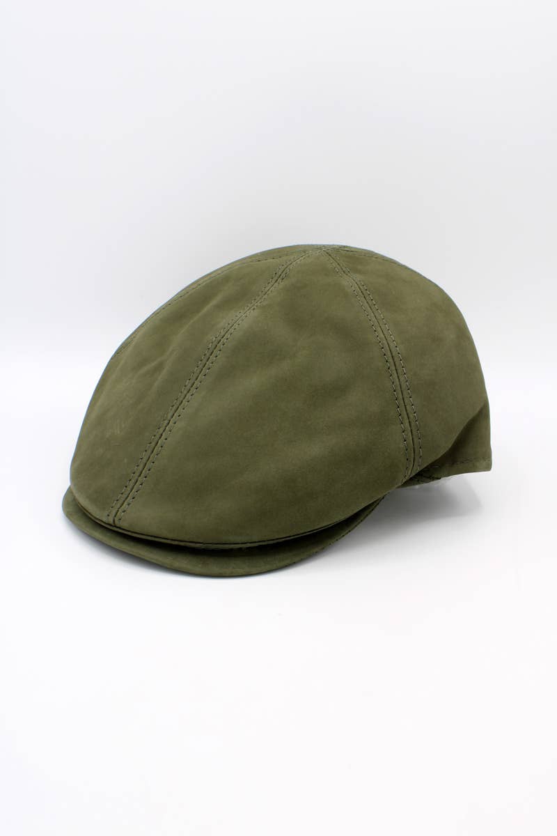 Hologramme Paris – Großhandel Newsboy Hat/Ballonmütze – Herren – 18260 Lederkappe – Khaki0