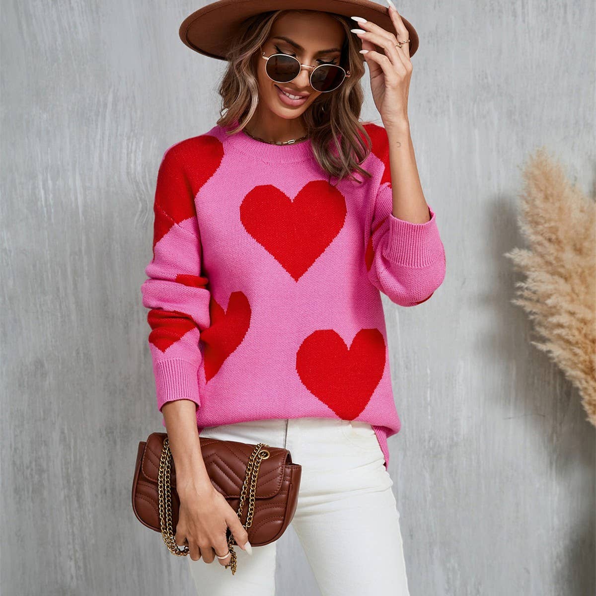 Lily Clothing - Wholesale Knit Sweater - Women's - Valentine's Day jacquard pullover sweater4
