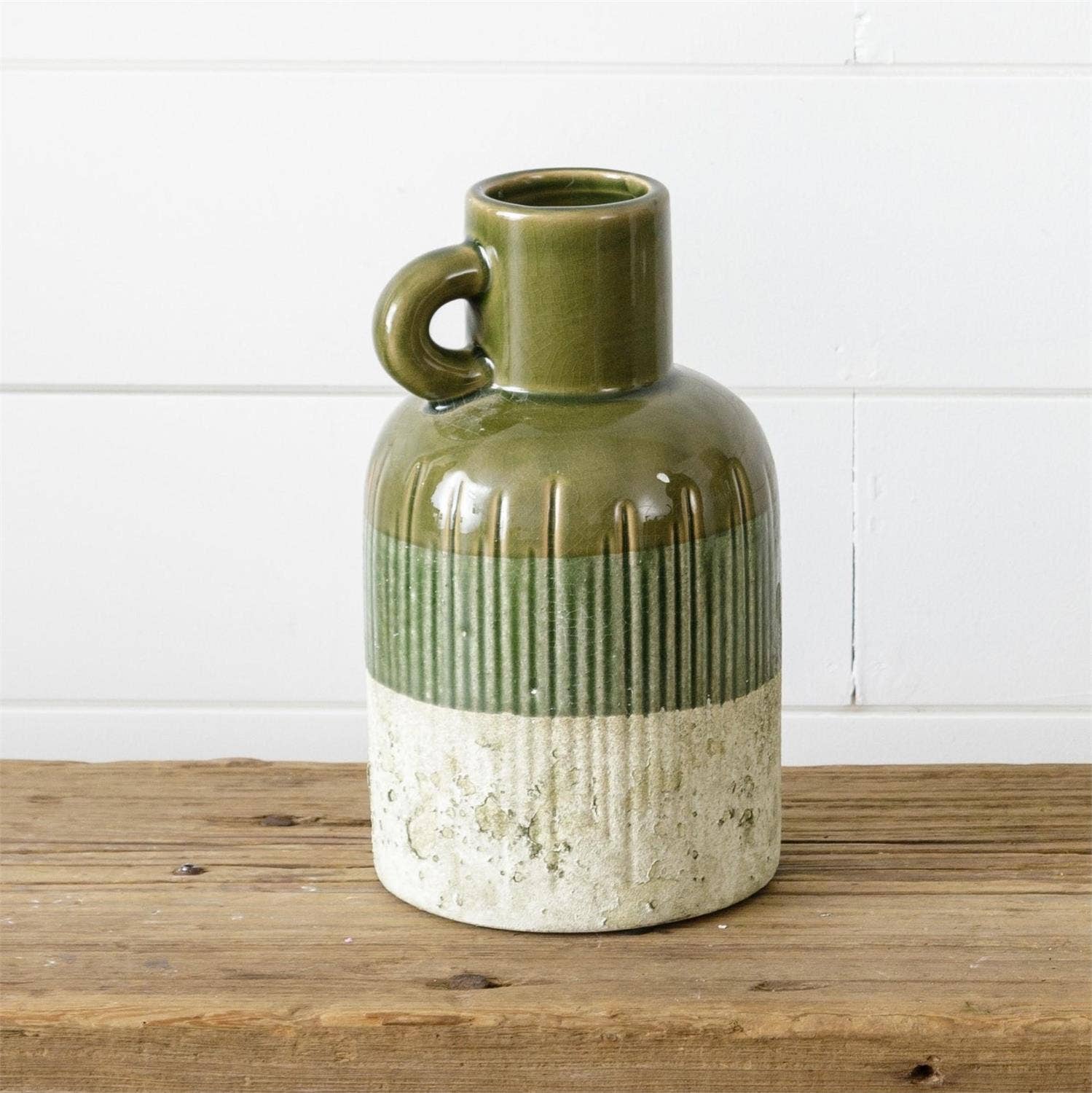 Audrey's Home & Gift - Wholesale Jug - Green Jug With Distressed Bottom, Sm (PC)1
