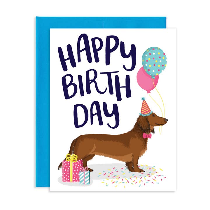 Tarjeta de felicitación de cumpleaños de Birthday Dog Dachshund para venta al por mayor de Grey Street Paper