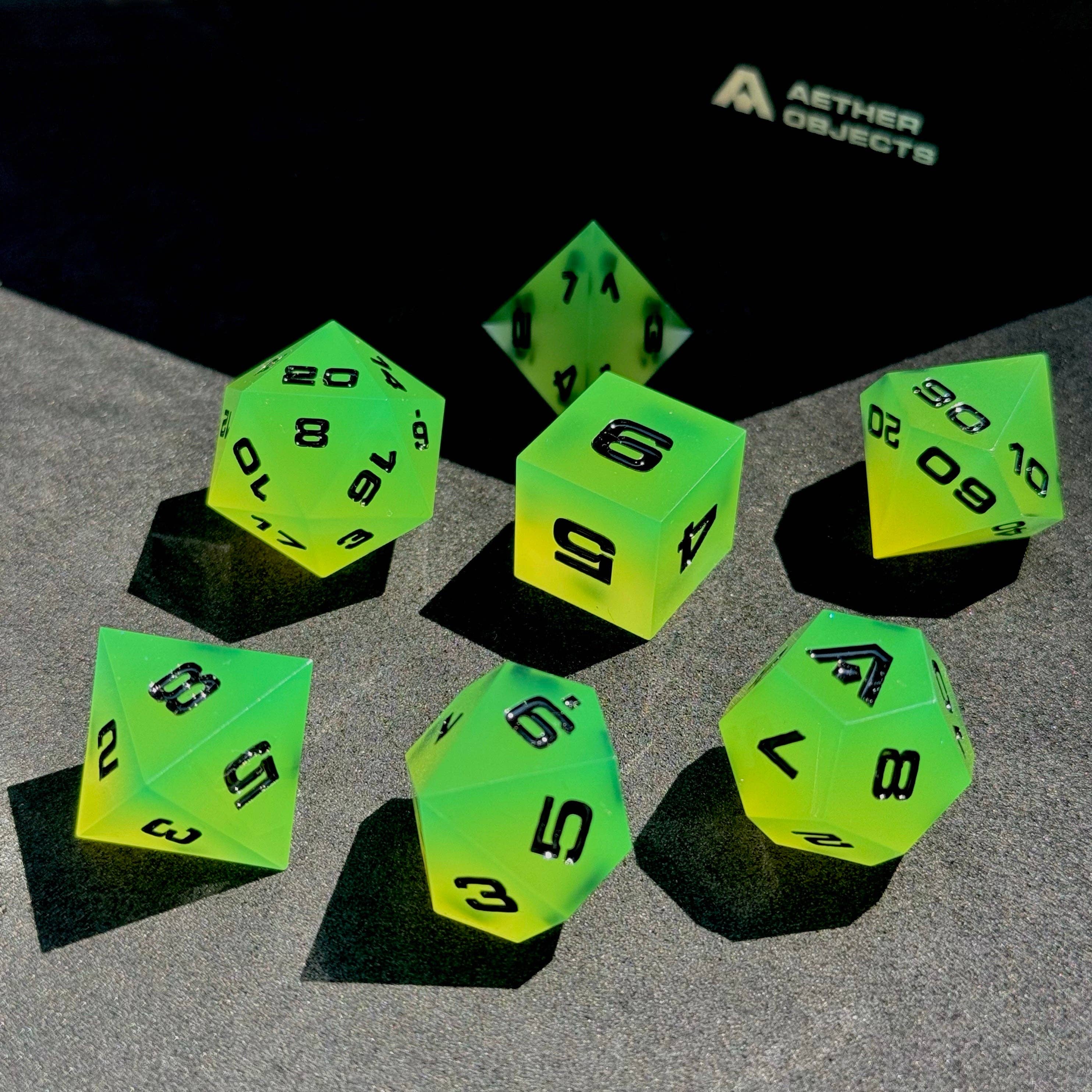 Aether Objects - Wholesale Dice - Solar Flux 7-Piece Resin Dice Set9