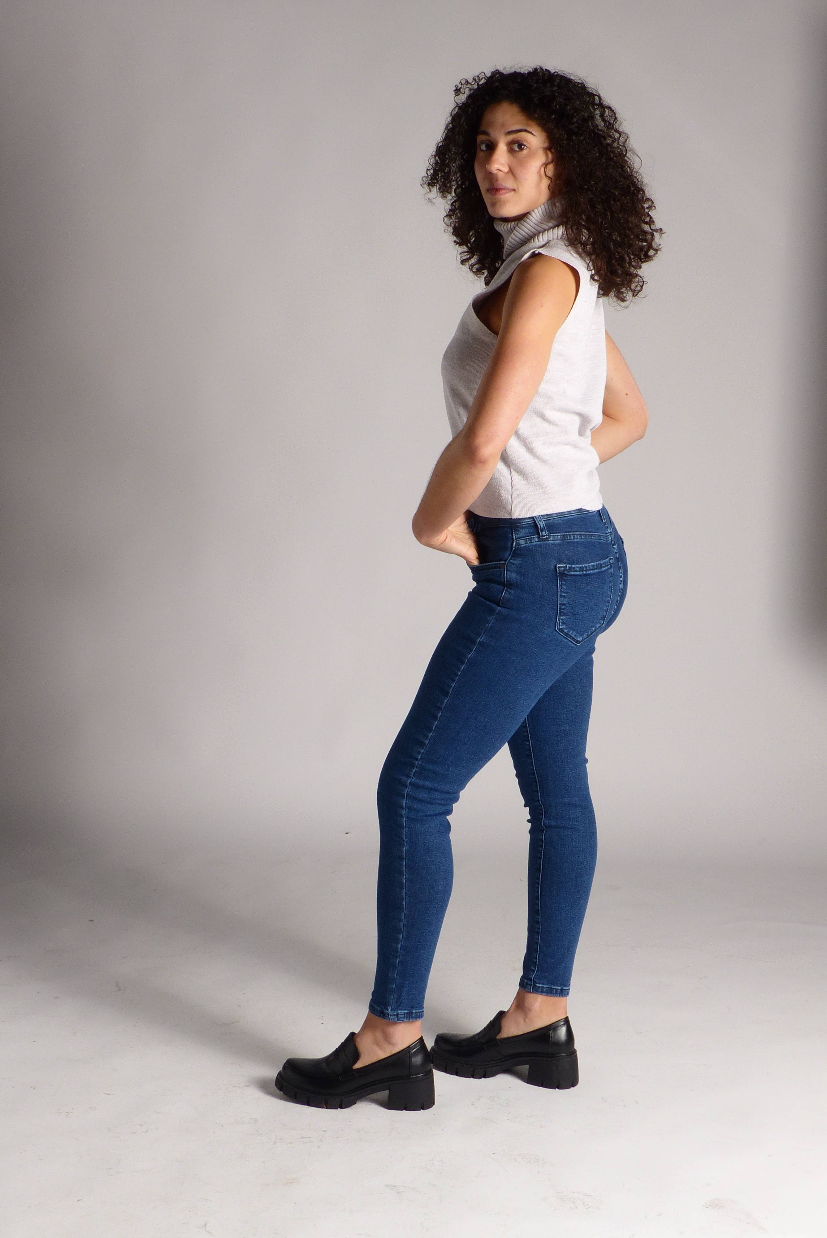 SPONTANÉ - Vendita all'ingrosso Jeans - Donna - Jeans SKINNY blu a vita media da donna3