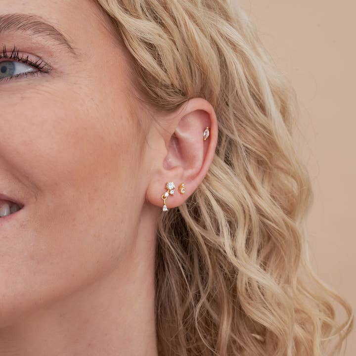 LEA Jewels – wholesale Stud/post earrings – Duo Crystal Flat Back Studs In Gold2