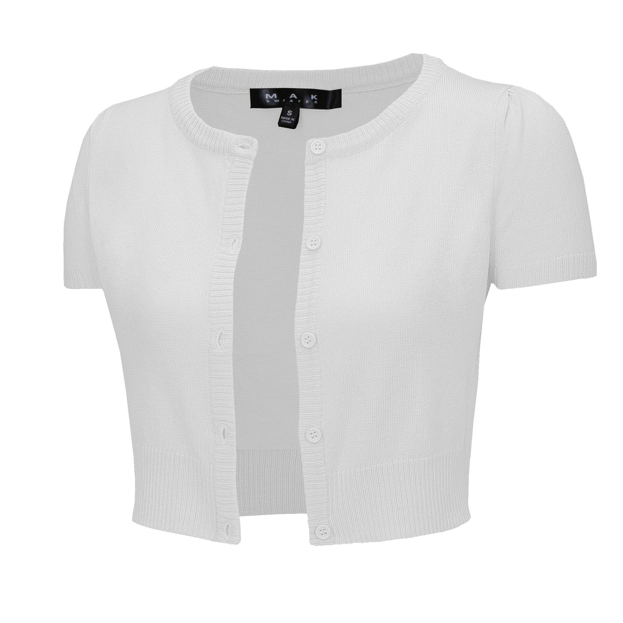 Mak - Vente Cardigan – femme - Cardigan court à col rond à manches courtes CB053652