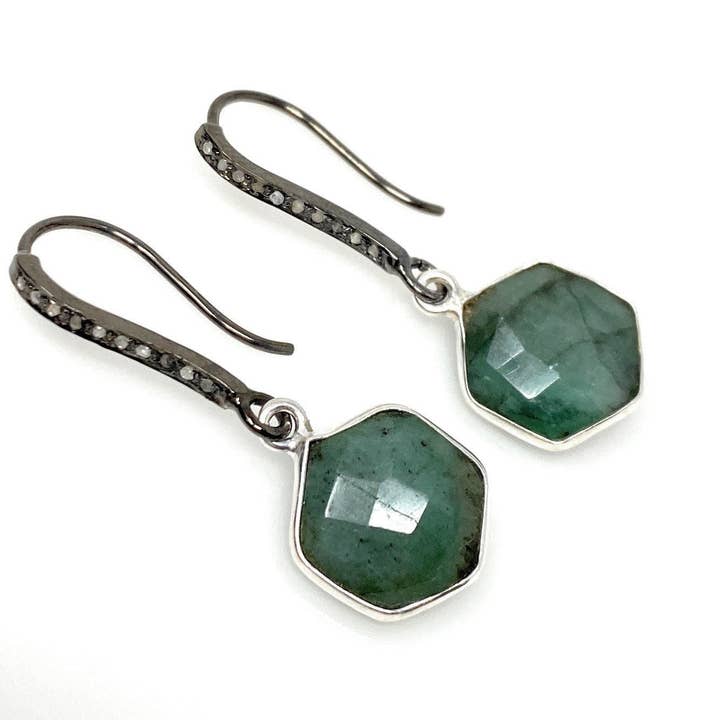 Akstar Gems – wholesale Hängande örhängen – Äkta smaragdörhängen, Pave Diamond Örhängen, Sterling Silver Ädelsten örhängen, gåvor till henne